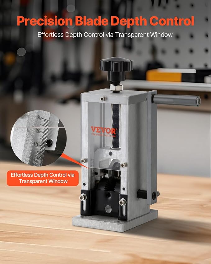 VEVOR Manual Wire Stripping Machine, 0.06''-1.18'' Copper Stripper with Hand Crank or Drill Powered, Visible Stripping Depth Reference, Portable Aluminum Frame Wire Peeler for Scrap Copper Recycling