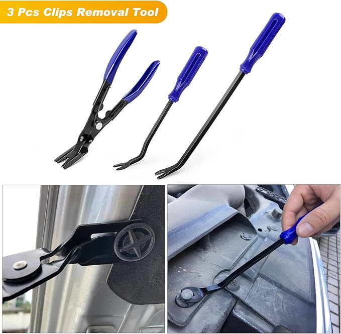 GOOACC 88Pcs Trim Removal Tool, Auto Push Pin Bumper Retainer Clip Set Fastener Terminal Remover Tool Adhesive Cable Clips Pry Kit Car Panel Radio Removal Auto Clip Pliers
