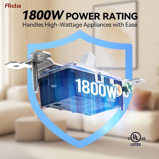 AIDA 1 Pack 3 Way Toggle Light Switch, 15 Amp, 120 Volt, Toggle Framed AC Quiet Switch, in Wall On/Off Switch Replacement, Self-Grounding, Residential and Commercial Grade, UL,Glossy White
