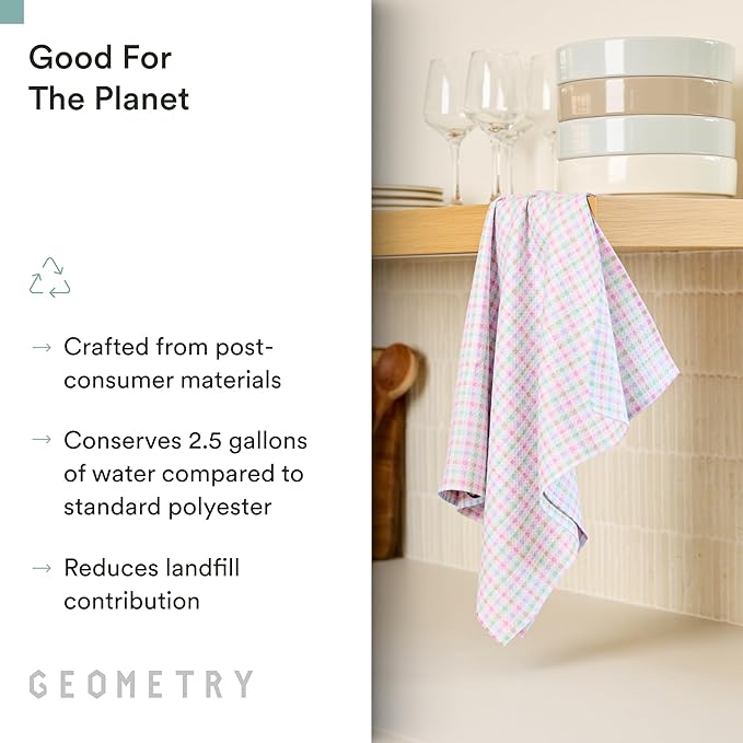 GEOMETRY Tea Towels – Easter Collection – Quick-Dry, Ultra-Absorbent, Reusable Microfiber Kitchen Towels for Drying & Cleaning - Pastel Picnic - 1 Pack