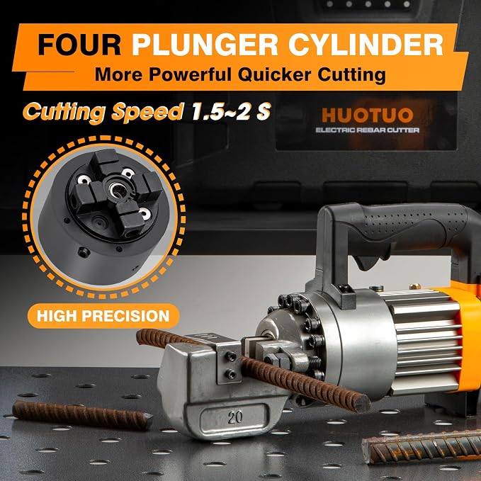 3/4" Electric Hydraulic Rebar Cutter,4-20mm,1050w Portable Rebar Cutter, Cutting Up to #6 Rebar, Cutting Speed 1.5-2S (RC20B-yellow)