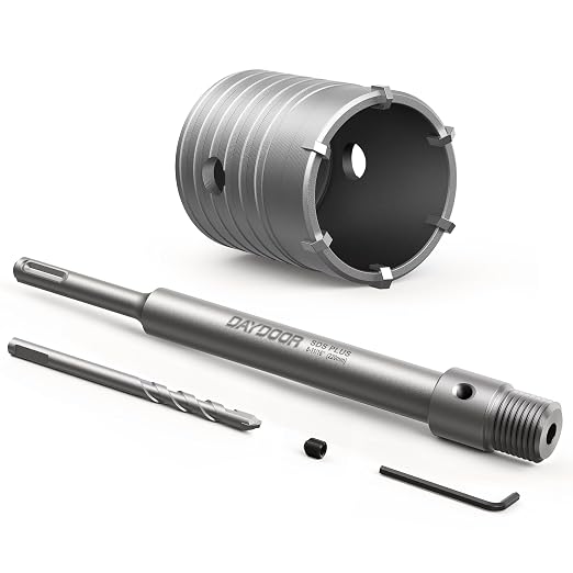 DAYDOOR 2" (50mm) Concrete Hole Saw with SDS Plus Shank Adapter, Tungsten Carbide Tipped Masonry Hole Saw, Heavy Duty Concrete Core Drill Bit for Brick, Cement Wall, and Stone