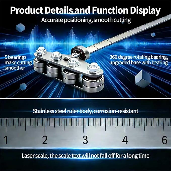 Positioning Calipers for Precise Measurements & Easy Wood Cutting,Adjustable Stainless Steel Circular Saw Guide Rail for Circular Saw Furniture Making (extra large)
