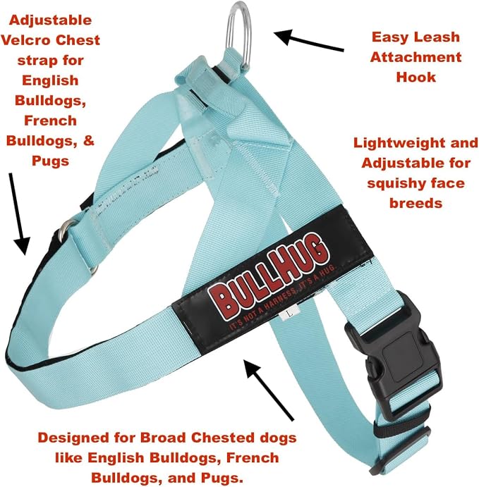 Adjustable Dog Harness– No Pull, No Choke – for English Bulldogs, French Bulldogs, Pugs & Broad-Chested Breeds – Easy, Safe Walks (Caution, Medium)