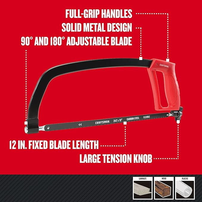 CRAFTSMAN Hand Saw, 12-Inch Hacksaw (CMHT20138)