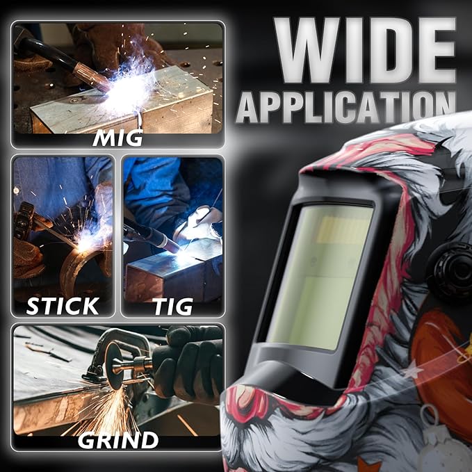 YESWELDER Auto Darkening Welding Helmet, Blue Light Blocking, 1/1/1/1 True Color Solar Powered Welding Hood with 2 Arc Sensors, Wide Shade 3.5/9-14 Welder Mask for TIG MIG ARC and Grind