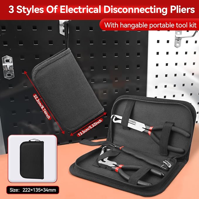 3PCS Automotive Wire Connector Removal Tool Kit - Electrical Disconnect Pliers Set Locking Tab Disconnect for Car Sensors, Wiring Harnesses, Ergonomic Non-Slip Handle