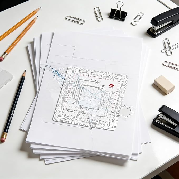 Military Map Protractor, Military Style, UTM/MGRS Coordinate Scale Map, Perfectly Cut Land Navigation Protractor, Maps Reading and Grid Coordinate Reader, LYMXsd