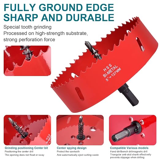2-7/8 Inch / 73mm Hole Saw for Wood, Plastic Board, Ceiling,Drywall, and Metal Sheet - HSS Bi-Metal Hole Cutter with Pilot Drill Bit