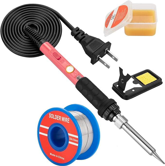 Soldering Iron Kit, 60W Soldering Iron with Ceramic Heater, 5-in-1 Adjustable Temperature Soldering Welding Iron Kit for any Hobby Enthusiast