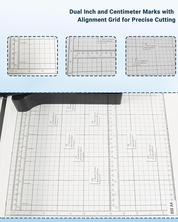 12 Inch Heavy Duty Guillotine Paper Cutter,Cuts 400 Sheets A4 Paper,Solid Steel Construction with Imperial Sizing & Dual Safety Features,Industrial Stack Paper Trimmer for Offices,Schools,Print Shops