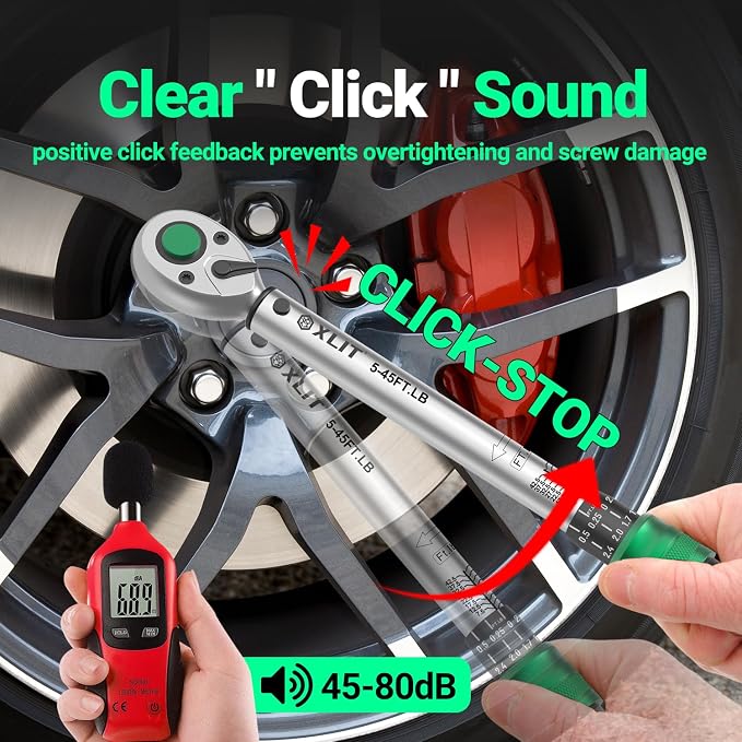 3-Piece Torque Wrench Set - 3 Click Wrenches (1/4", 3/8", 1/2") with 3pc Extension Bars, 72-Tooth Ratchet, ±3% Accuracy, for Automotive, Motorcycle & E-Bike