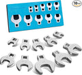 DURATECH 10-Piece 3/8" Drive Crowfoot Wrench Set, Open End Wrench Set, SAE, 3/8"-1", CR-V Steel, with EVA Foam Tool Organizer
