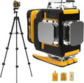 Laser Level 360 Self Leveling with Tripod,DEGLASERS 4x360 Green Laser Level with 12V Rechargeable 2Pcs Battery(40 Hrs),Remote Control, for Picture Hanging, Tile, Construction, Indoor