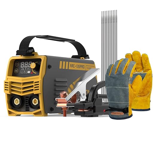 TOOLIOM 135A 110/220V Dual Voltage Mini Stick Welder Lift TIG Welder with LCD Display Portable Inverter IGBT ARC Welding Machine with Hot Start, Arc Force and Anti-Stick