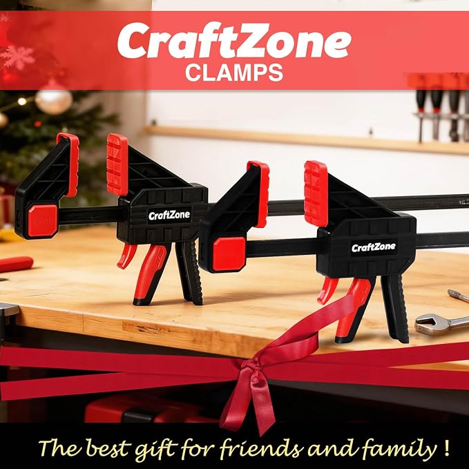 Bar Clamps Wood Clamps for Woodworking 24" One Hand Clamp/Spreader - 2-pack Quick Clamps E-Z Hold Bar Clamps Set F Clamp with 300 lbs Load Limit Medium Duty