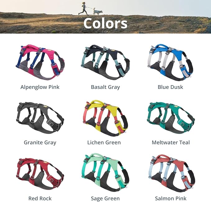 Ruffwear, Flagline Dog Harness, Lightweight and Reflective, No Pull Dog Lift Harness for Hiking, Running and Everyday Use, Alpenglow Pink, Medium