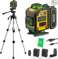 Laser Level with Tripod, Alloyman 4x360° Self Leveling Laser Level, Green Line Laser 4D Laser Leveler Tool with 2Pcs Lithium Batteries for Picture Hanging, Tile, Home Renovation, Indoor