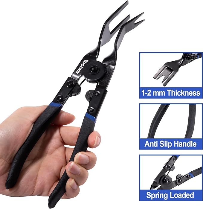 Toolwiz Panel Removal Tool Universal Auto Door Car Upholstery Trim Clip Removal Plier - Car Interior Clip Fastener Panel Pliers Automotive Prevents Damage to Trim Vehicle Dash Radio Audio Installer