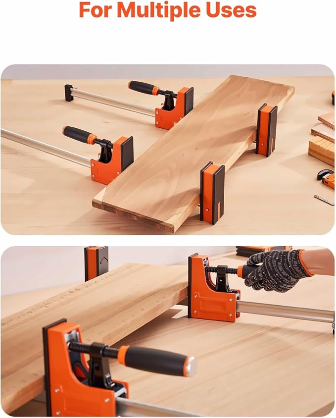Woodworking Bar Clamps 2-Pack, 24 inch Parallel F Clamps - 1500 lbs Capacity, High-Strength Plastic & Carbon Steel - for Wood & Metal Projects, Even Pressure