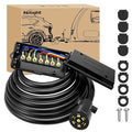 Nilight Heavy Duty 7 Way Inline Trailer Plug with 7 Gang Junction Box | Weatherproof 16 Feet Connector Cable Wiring Extension Harness Suitable for RV Automotives Cars
