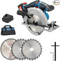 Dong Cheng 20V MAX 7-1/4'' Brushless Cordless Circular Saw Kit, 0-45 Degree Bevel Capability, with Dust Collection Adaptor, 24T and 40T TCT Blade Included, 4.0Ah Battery and Charger Kit
