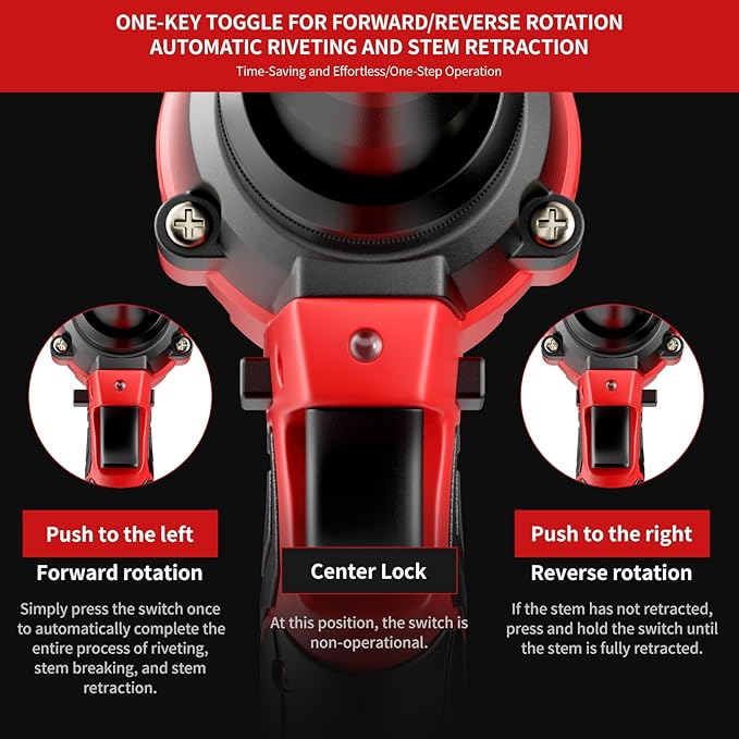 Cordless Rivet Gun, Electric Rivet Gun Kit with 2PCS Battery and Charger, Brushless Blind Riveter Tool Kit for 1/8", 5/32", 3/16" Rivets