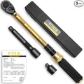 1/2" Drive Click Torque Wrench Set 3PCS, 10-180 FT-LB/13.6-244.1 Nm | ±3% Accuracy, 72-Tooth Ratchet with 3/8 Adapter & Extension Bar, Lug Nut Torque Wrench for Car Tire, Wheel & Motorcycle