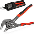 HAUTMEC Adjustable Pliers Wrench, 10-Inch Smooth Jaw Parallel Pliers, Heat-Treated CR-V Steel & Phosphated Rust-Resistant, SAE/Metric Scale, Storage Belt Pouch for Professional Plumbing & DIY