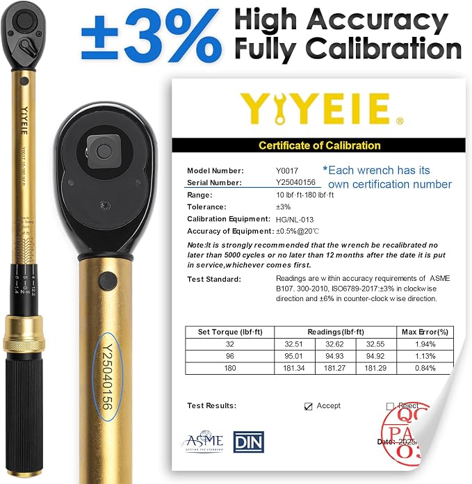 22PCS Torque Wrench Set 1/2" Drive, 10-180 ft.lb/13.6-244.1 Nm, Click Torque Wrench with Impact Sockets, 1 ft.lbs Micro, 72-Tooth Ratchet, Quick Release Head, Master Torque Tool for Car Repair