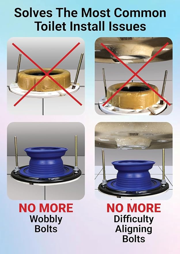 One N Done Toilet Flange Repair Kit - Toilet Kit For Low or Broken Toilet Flange. Toilet Wax Ring Replacement Kit W/Toilet Flange Extender Kit. No Wax Ring For Toilet Bowl Or Toilet Seal Required 2X