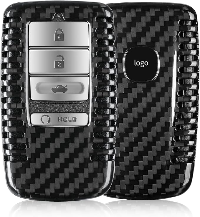 T-carbon Key Fob Cover Fits Acura 2022 MDX, Real Carbon Fiber Key Fob Case Compatible with Acura 2023 RDX MDX RLX NSX ILX TLX TLX-L CDX Smart Remote Accessories Key Shell Protector Black