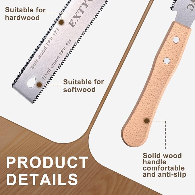 2 Pack Japanese Hand Saw,6-Inch Pull Saw, Flexible Edge Blade,Perfect for Sawing, Trimming, Gardening, Cutting Wood, Plastic Pipes