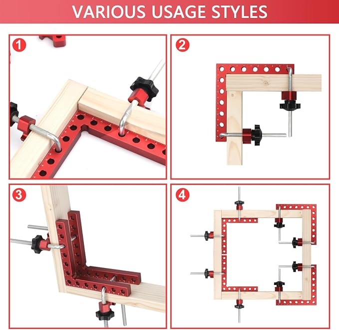 Corner Clamps for Woodworking 2 Pack 5.5"x 5.5" Right Angle Wood Clamps 90 Degree Carpenter Tools Positioning Squares for Frame,Box,Drawer,Cabinets,Gifts for Men Dad Red 2 Pack Set