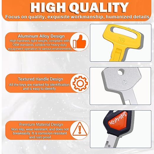 64 Heavy Equipment Keys, Master Equipment Key Set for Cat Caterpillar John Deere Komatsu Volvo Bobcat Kubota JCB Case New Holland Hitachi Hyster Yanmar Takeuchi Contractor Machinery