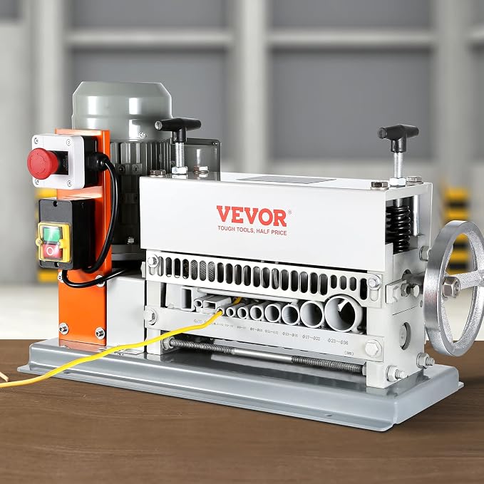 VEVOR Electric Wire Stripping Machine, 0.06''-1.42'' Automatic Wire Stripper Machine, 370 W, 88 ft/min Wire Stripper with An Extra Manual Crank, 11 Channels Electric Wire Stripper, Copper Stripper