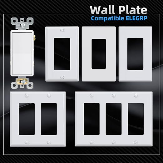 ELEGRP 4 Way Decorative Light Switch, 15Amp, 120-277 Volt, AC Decorator Rocker Paddle Wall Switch Replacement, Self-Grounding, Residential and Commercial Grade, UL Listed (5 Pack, Glossy White)