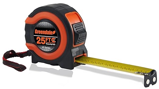 Greendale – 3 Pack Tape Measures 25 ft – Easy-Read Fractions, Magnetic Tip, Quick-Lock & Auto-Retract – Heavy-Duty Measuring Tape with Belt Clip – Red/Orange