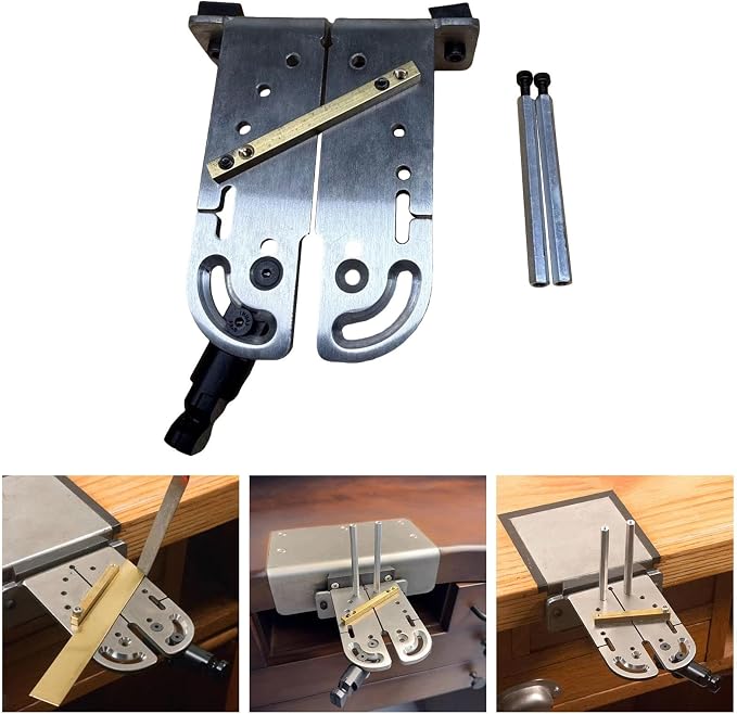 Jewelry Bench Pin Vise Set, Stainless Steel Adjustable Clamp with Wooden Bench Pin for Jewelers Cutting and Filing