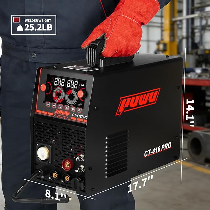 Plasma Cutter Welder Combo Gas MIG/Gasless MIG/HF TIG/Stick/CUT 5 in 1 Aluminum Welding Machine with 110V/220V Dual Voltage Multi Process Welder