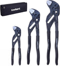 toolant 7&10&12-INCH Plier Wrench, CR-V Construction Adjustable Wrench With Pouch, Black Finish Smooth Jaw Pliers, Parallel Jaws with Comfortable Grips