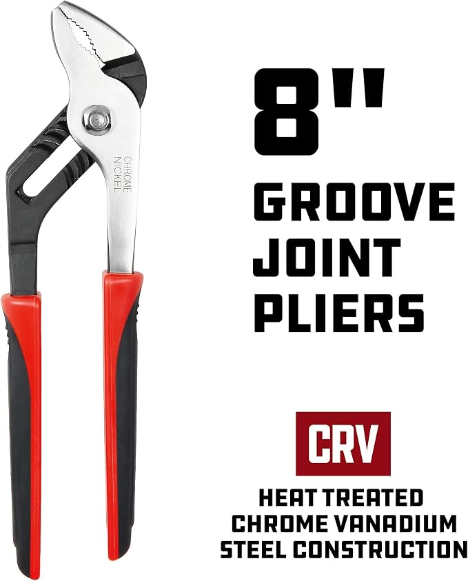 Powerbuilt 8-Inch Groove Joint Pliers - 640388