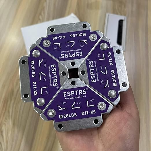 Arrow Welding Magnet, Purple, Metal Construction, 28 LBS Holding Capacity, Multi-Angle Positioning Tool for Welding