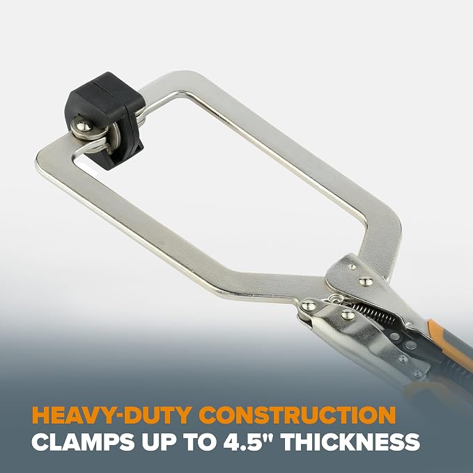 BORA Auto Adjust 6 inch Locking Vise Grip Clamp with Swivel Pads - Heavy Duty Multi Purpose Welding Clamps with Comfortable Grips Perfect C Clamp for Woodworking, Welding, and Metalworking