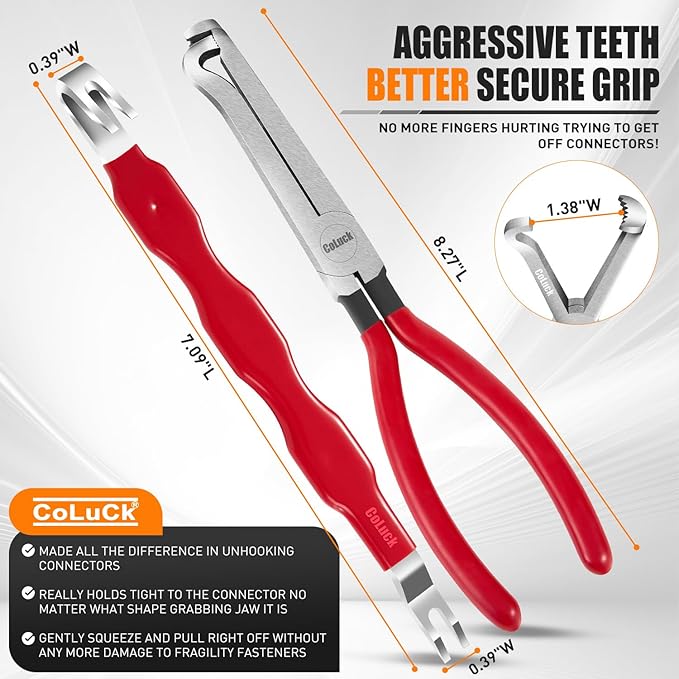 Electrical Disconnect Pliers 37960, Electrical Connector Separator 13120, 8in Automotive Tools Electrical Connector Pliers, Automotive Tools for Push Tab Style Plugs (2-Piece Set)