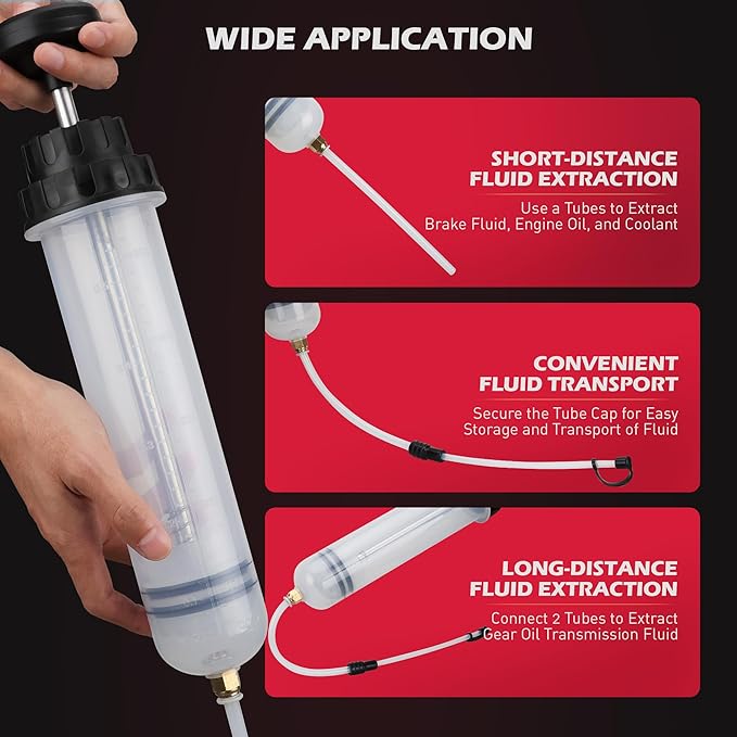 SEDY 500CC Fluid Extractor, Multi-Purpose Oil Syringe, Oil Suction Pump, Manual Extraction and Filling Pump, Automotive Oil Syringe(17.6 Oz./0.45 Qt./500 CC)