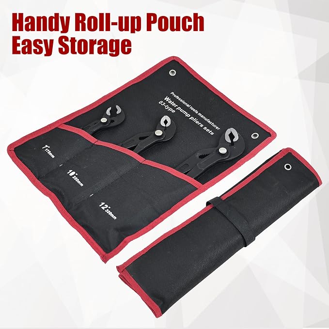 HighFree 3PCS Water Pump Pliers Set 7Inch, 10Inch, 12Inch, Tongue and Groove Pliers Set Quick Adjustment by Pressing and Sliding Grips Any Shaped Object