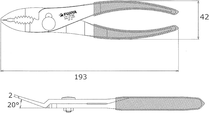 FUJIYA Tools, 210-190-BG, Slip Joint Combination Pliers (Bent type), Black & Gold color-, 8 Inch