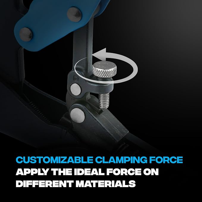 OX Auto Adjust 10-Inch Long Reach C Clamp Locking Pliers - Vise Grip Style Welding Clamp for Woodworking & Metalworking - Professional Grade Face Clamp with Rubber Grip Handle