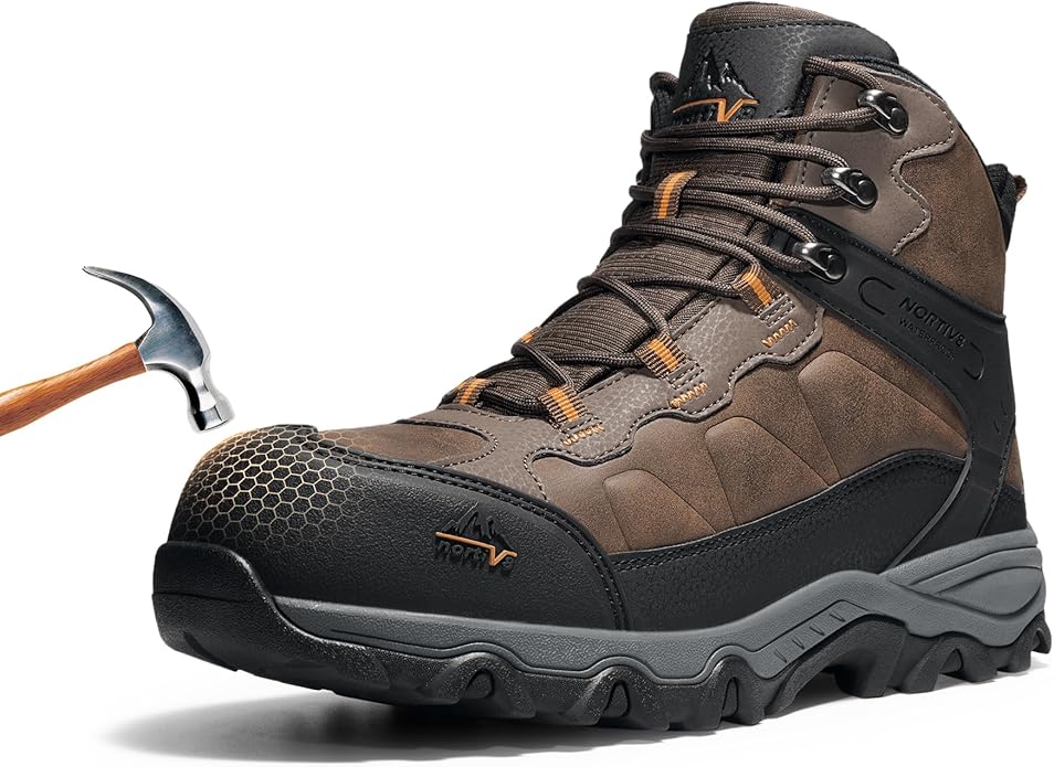 NORTIV 8 Waterproof Steel Toe Boots for Men Slip Resistant Safety Industrial Boots Paladin-Steel